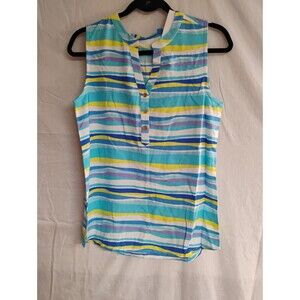 New FRESH Women's Top Size Small Sleeveless V Neck Striped Multicolored